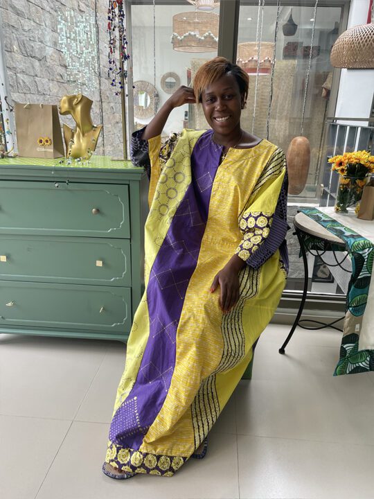 Boubou nzassa jaune orangé violet - Adaan