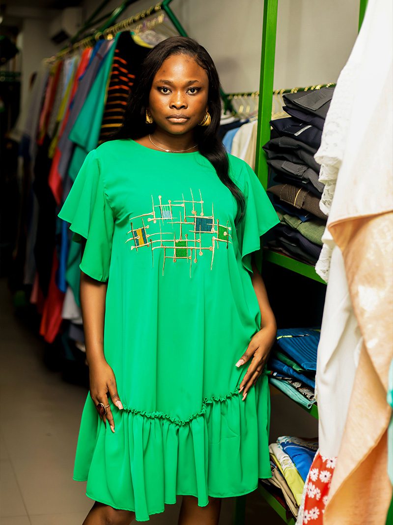 Robe léger vert – Abdjeni Couture