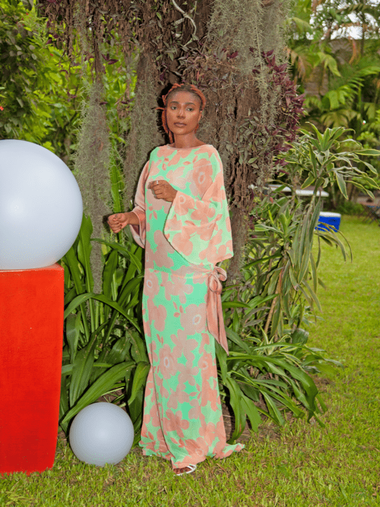 Robe longue leger vert orange - Feitty 225