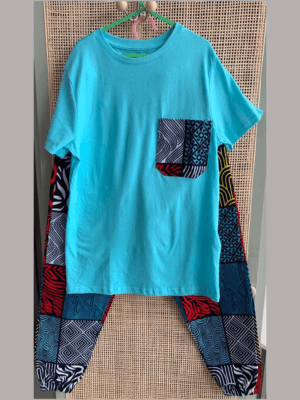 Ensemble pantalon Tee-shirt bleu - Feitty 225