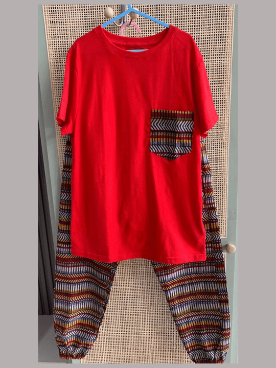 Ensemble pantalon Tee-shirt rouge - Feitty 225