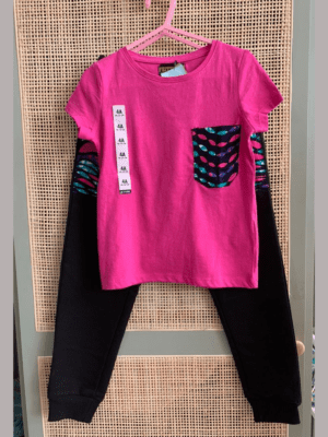 Ensemble pantalon jogging Tee-shirt rose - Feitty 225