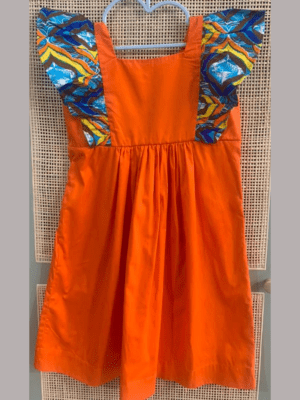 Robe Coton orange manche pagne - Feitty 225