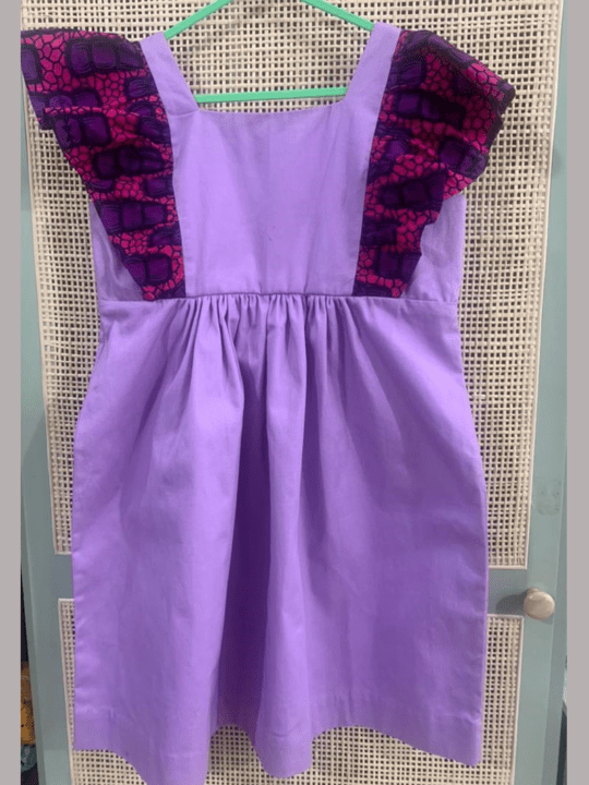 Robe Coton violet manche pagne - Feitty 225